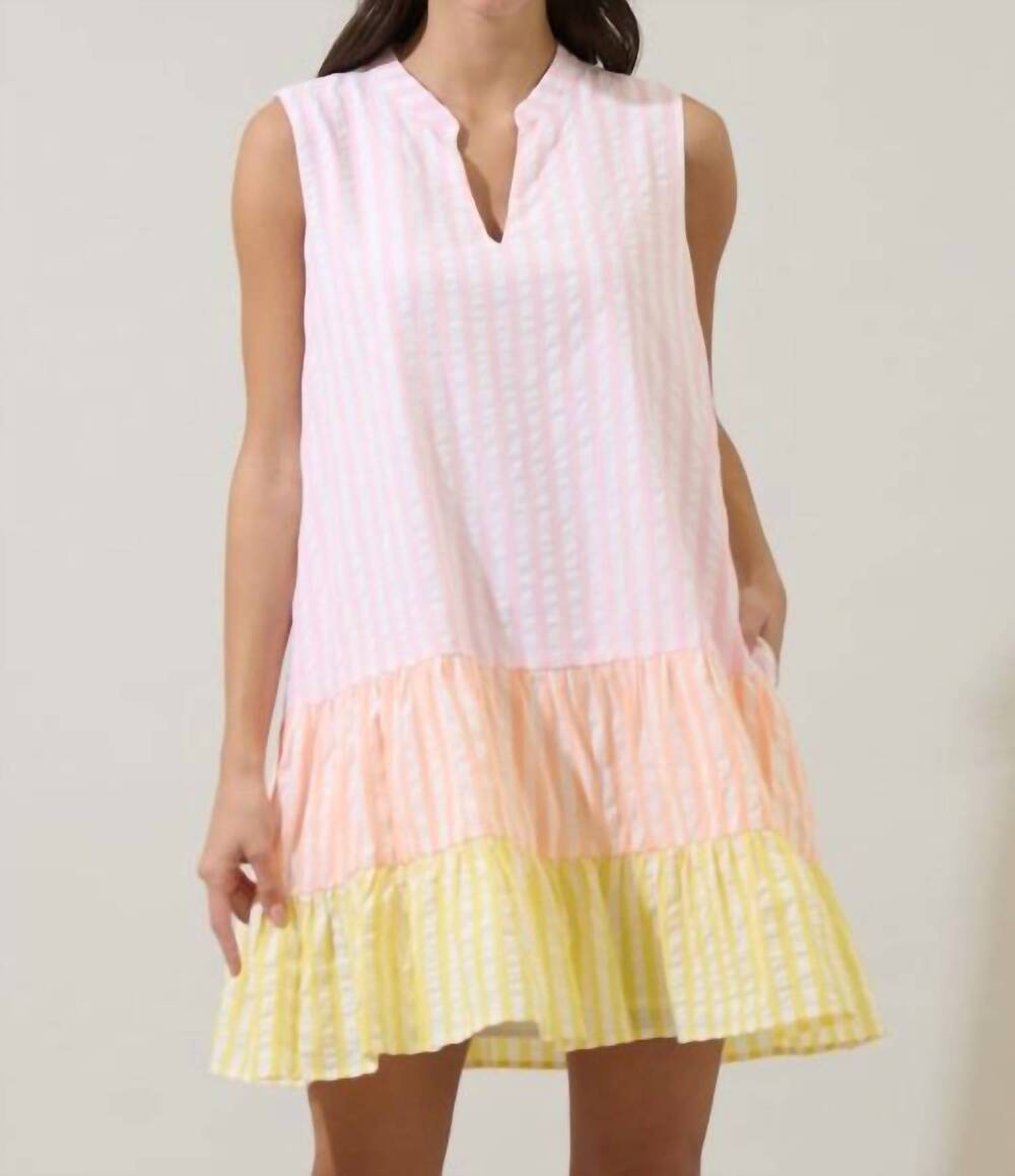 NEW SUGARLIPS women's addely striped shift mini dress in color block
